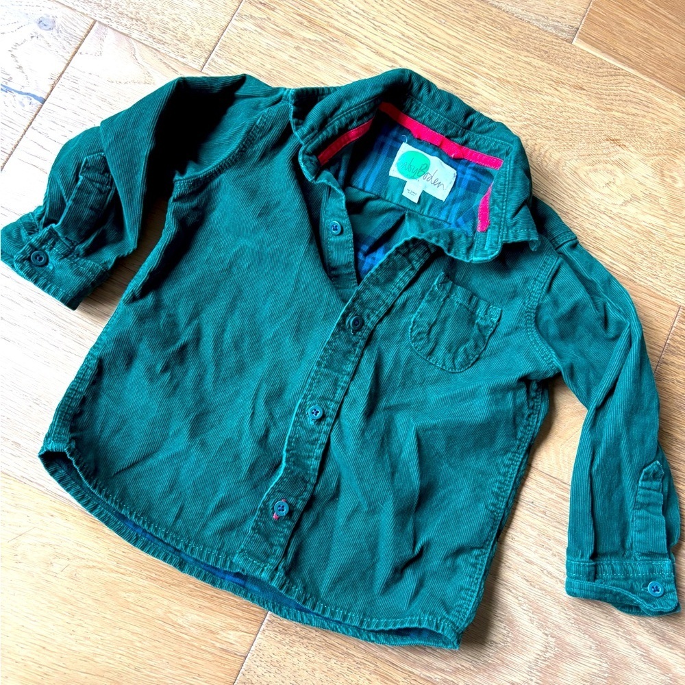Baby boden green corduroy button down 18-24mo